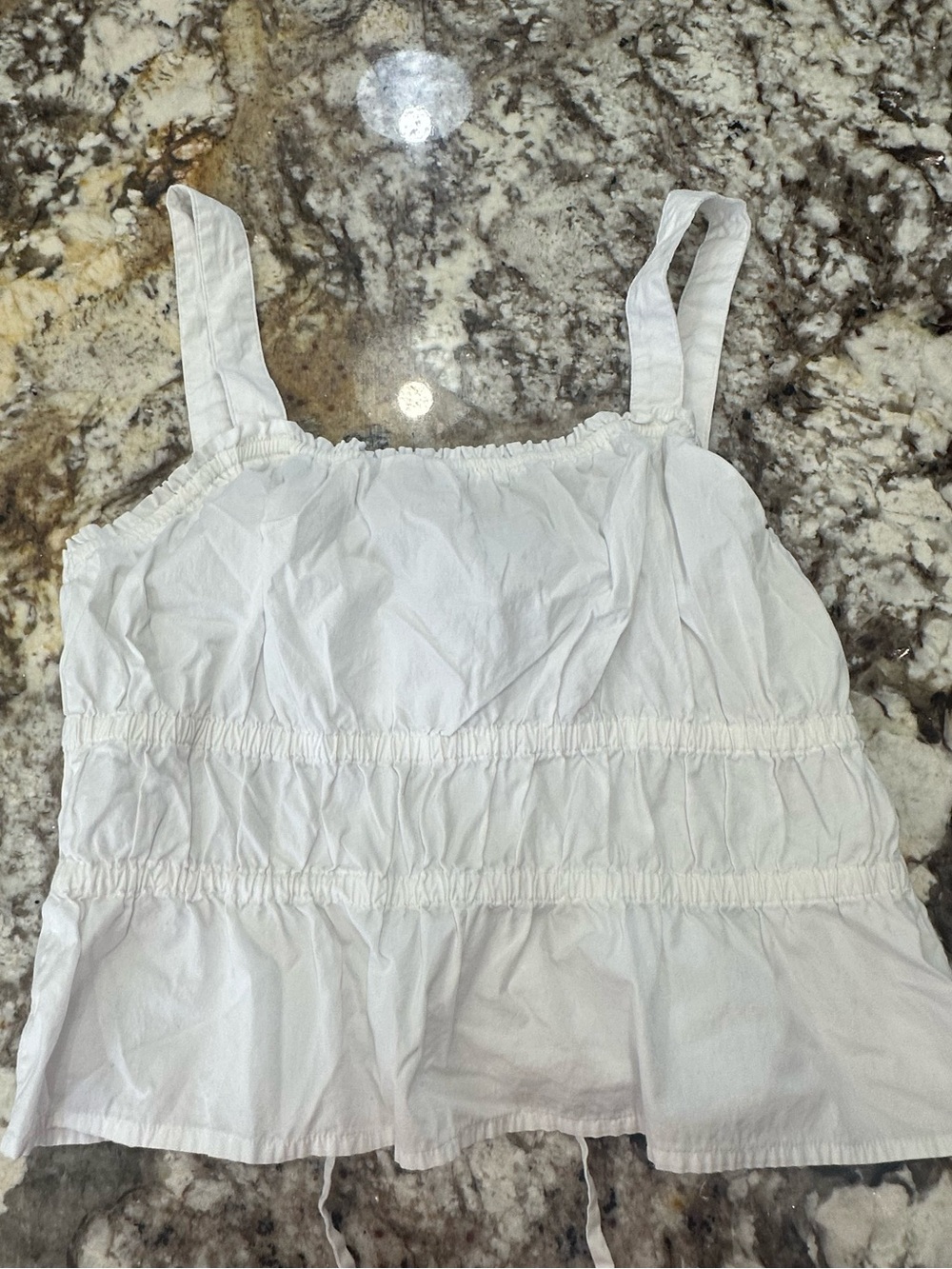 Madewell White Smocked Cotton Camisole